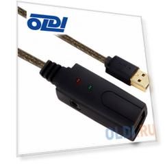 Greenconnect Удлинитель 3.0m USB 2.0, AM/AF, черно-прозрачный, с активным усилителем сигнала, 28/24 AWG, разъём для доп.питания, GCR-UEC3M2-BD2S-3.0m
