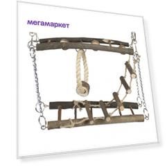 Игрушка для грызунов Duvo+ Подвесной мост,  коричневый, 29см