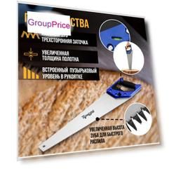 Ножовка по дереву тундра, 2к рукоятка, 3d заточка, каленый зуб, 7-8 tpi, 500 мм