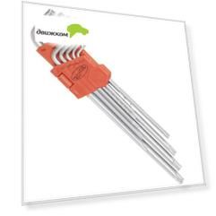 Набор ключей TORX  9 шт с отверстием длинных (Т10,Т15,Т20,Т25,Т27,Т30,Т40,Т45,Т50) (АвтоДело)