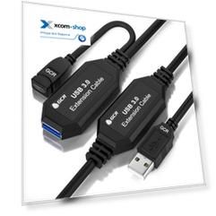 Кабель интерфейсный GCR GCR-AAF GCR-51926 10.0m(5.0m + 5.0m) USB 3.0 AM/AF, OD:5.0mm, черный, с 2-мя усилителями сигнала, доп.питание micro
