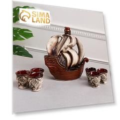 Набор для напитков "Корабль", 7 предметов, керамика, штоф 1.7 л, рюмка 0.1 л