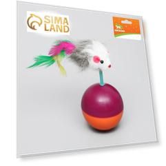 Мышь-неваляшка из натурального меха на шаре, 11 х 5 см микс цветов