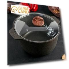Кастрюля-жаровня Granit ultra, 5 л, стеклянная крышка, антипригарное покрытие, цвет коричневый