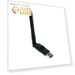Адаптер Wi-Fi LuazON LW-2, 150 Mbps, с антенной, однодиапазонный, USB, черный
