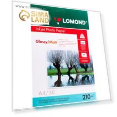 Фотобумага для струйной печати А4, 50 листов LOMOND, 210 г/м2, двусторонняя, глянцевая/матовая (0102021)