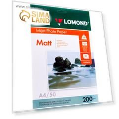 Фотобумага для струйной печати А4, 50 листов LOMOND, 200 г/м2, двусторонняя, матовая (0102033)