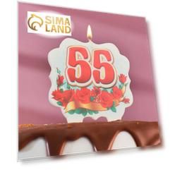 Свеча для торта цифра облако "55", красная, 8 см
