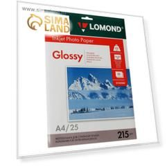 Фотобумага для струйной печати А4 LOMOND, 215 г/м², глянцевая односторонняя, 25 листов (0102080)