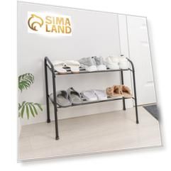 Подставка для обуви, 2 яруса, 65×32×48,5 см, цвет чёрный