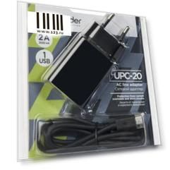 Сетевое зарядное устройство Defender UPC-20 microUSB 2А черный 83539