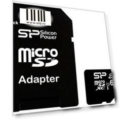 Карта памяти MicroSDXC 64GB Silicon Power Class10 + адаптер
