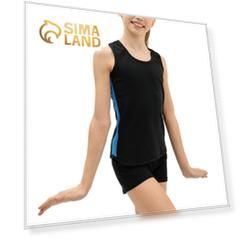 Майка-борцовка Grace Dance, с лампасами, р. 36, цвет чёрный/бирюза