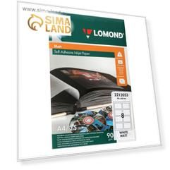 Фотобумага самоклеящаяся для струйной печати 6х9 см LOMOND, 8 делений на листе А4, 90 г/м², матовая, 25 листов (2212053)