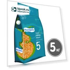 Горох Мистраль шлифованный желтый колотый Айдахо 5кг (упаковка 6 шт.)