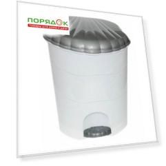 Контейнер для мусора пластик, 7 л, круглый, педаль, плавающая крышка, белый, серый, Violet, 150701