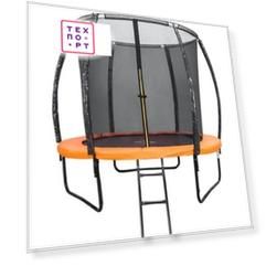 Батут DFC KENGOO II 8ft внутр.сетка, лестница, оранж/черн (244см)