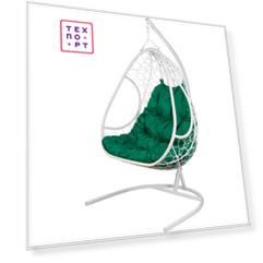Двойное подвесное кресло BiGarden Primavera white зеленая подушка