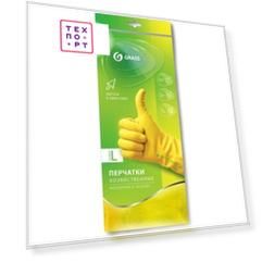 Перчатки GRASS хозяйственные латексные, желтые, размер L, IT-0526