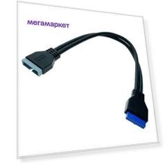 Кабель Espada USB 19 pin-USB 19 pin , M-F 0,5м Blue E20MF30