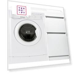 Стиральная машина с тумбой и раковиной Indesit IWSB 5085 Даллас 100 белая, напольная правая