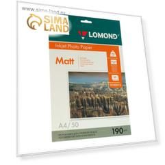Фотобумага для струйной печати А4 LOMOND, 190 г/м², матовая двусторонняя, 50 листов (0102015)