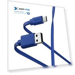Кабель интерфейсный HAMA 00187229 USB Type-C/USB A(m), 1м, синий плоский
