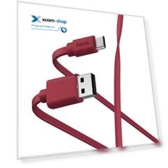Кабель интерфейсный HAMA 00187230 USB Type-C/USB A(m), 1м, красный плоский