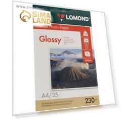 Фотобумага для струйной печати А4 LOMOND, 230 г/м², глянцевая односторонняя, 25 листов (0102049)