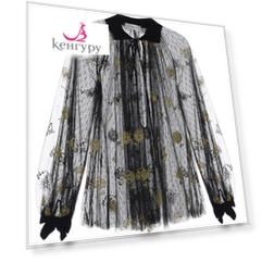Черная блуза с золотистой вышивкой Ermanno Ermanno Scervino
