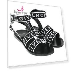 Черные босоножки с белым логотипом Givenchy