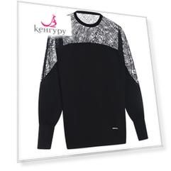 Черный джемпер с кружевной отделкой Red Valentino