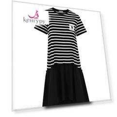 Черное платье в полоску Red Valentino