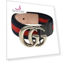 Красно-синий ремень с пряжкой-логотипом GUCCI