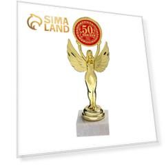 Фигура Ника «С Юбилеем 50» с медалью и подставкой, золотое оформление