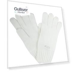 Белые вязаные перчатки Gulliver
