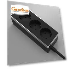 Удлинитель Gallant 3-х местный 3 м черный/хром W6523635 Werkel