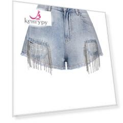 Голубые джинсовые шорты со стразами TWINSET