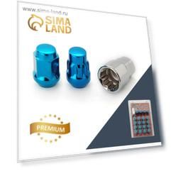 Гайка M12x1,5, 35, hex19, конус, закрытая, синий, 16 шт, 4 секретки+ключ