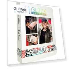 Glitza Fashion Lukky наб.Deluxe "Городские мотивы" клейк.диз.на 4 листах,4 бан.с блёстками по 1 г,2 кисточки,коробка-книга