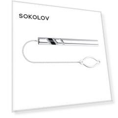 Зажим для галстука SOKOLOV из серебра с наклонными линейками эмали и фианитов