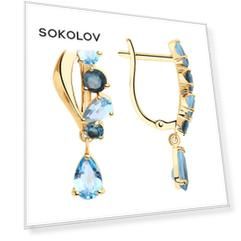 Серьги SOKOLOV из золота с голубыми и синими топазами