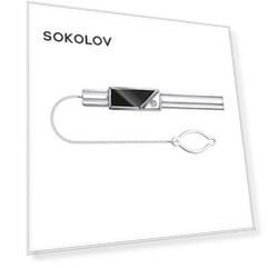 Зажим SOKOLOV из серебра с ониксом и фианитом