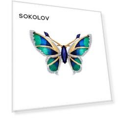 Брошь «Бабочка» SOKOLOV Diamonds из золота с эмалью