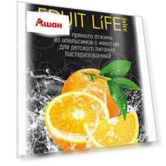 Сок апельсиновый Fruit Life juice прямого отжима, 330 мл