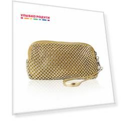 Косметичка Ameli " Бусины+стразы " , 2 отделения , 14см