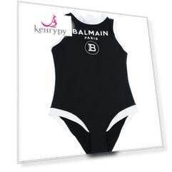 Черный купальник с белым кантом Balmain