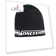 Черная шапка из шерсти с логотипом Moncler