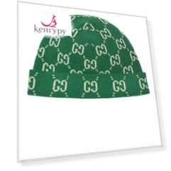 Зеленая шапка из шерсти с узором GG GUCCI детская