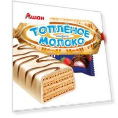 Конфеты Славянка Топленое молоко вафельные глазированные, вес